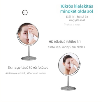 Európai stílusú asztali sminktükör, kétoldalas nagyító, fém keret