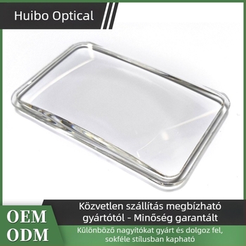 Huiboer optikai akril nagyító, négyszögletes lencsével, 3×4×, kézi ipari nagyító, ultra-tiszta, testreszabás kép/minta alapján