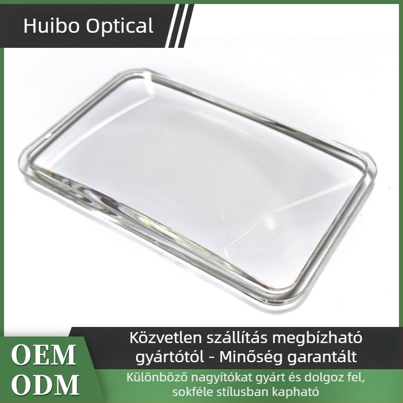 Huiboer optikai akril nagyító, négyszögletes lencsével, 3×4×, kézi ipari nagyító, ultra-tiszta, testreszabás kép/minta alapján