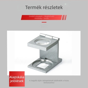 Alfa Mirage Összecsukható vonalzó nagyító, 8× nagyítás, Ø15 mm, ékszerek és antik tárgyak azonosítására, rozsdamentes acél, Modell 106-008