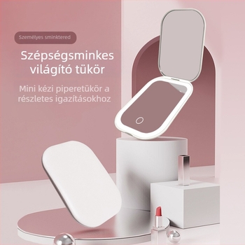 LED világítású sminktükör, 2x nagyítás, ultra vékony, összecsukható, hordozható