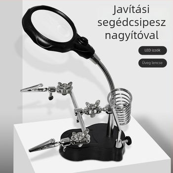 Asztali elektromos forrasztó állomás nagyítóval és rögzítő idommal mobiltelefon javítására, PCB- és alaplap