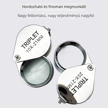 Összecsukható nagyító ékszerek és antik tárgyak azonosításához, 30x nagyítás, hordozható kézi lencse