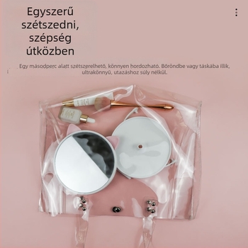 Asztali egyoldalas sminktükör LED világítással, Jie Li, műanyag keret, ezüst tükör