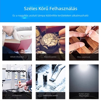 Klipszes LED nagyító asztali lámpa elektronikai javításokhoz, 15x nagyítás, állítható fény a forrasztáshoz és olvasáshoz