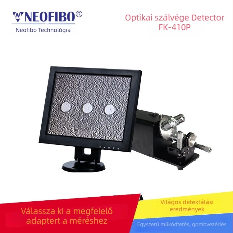 Végfelület detektor optikai szálakhoz — Neofibo végellenőrző eszköz, 50x–400x nagyítás, fém vagy műanyag