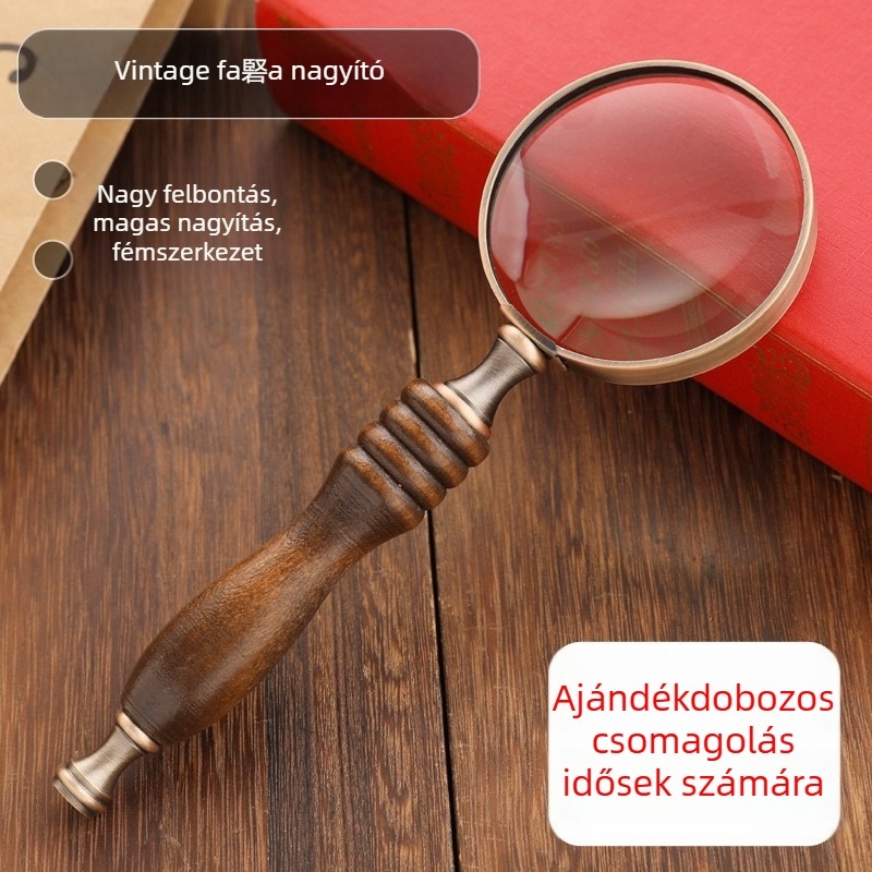 Fémkeretes nagyító, 10× nagyítás, kézben tartható, üveg lencse, modell 99168
