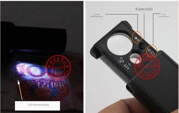 Kézben tartható nagyító dupla lencsével 30x/60x, kihúzható lencsével az antik jade és ékszerek azonosításához, hatásos átmérők 12 mm és 21 mm, ABS műanyag + optikai lencse