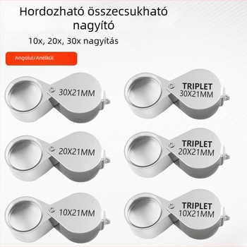 Chuda Ékszerek azonosító nagyító, kettős 10x/20x nagyítás, üveg lencse, összecsukható fém kivitel, hordozható kézi