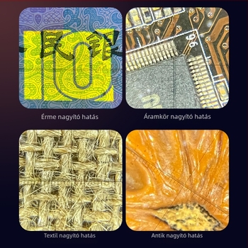 10x HD nagyító, állítható fókuszú, LED lila fény, töltővel ellátott mérőlap dohány, alkohol és ékszerek azonosításához