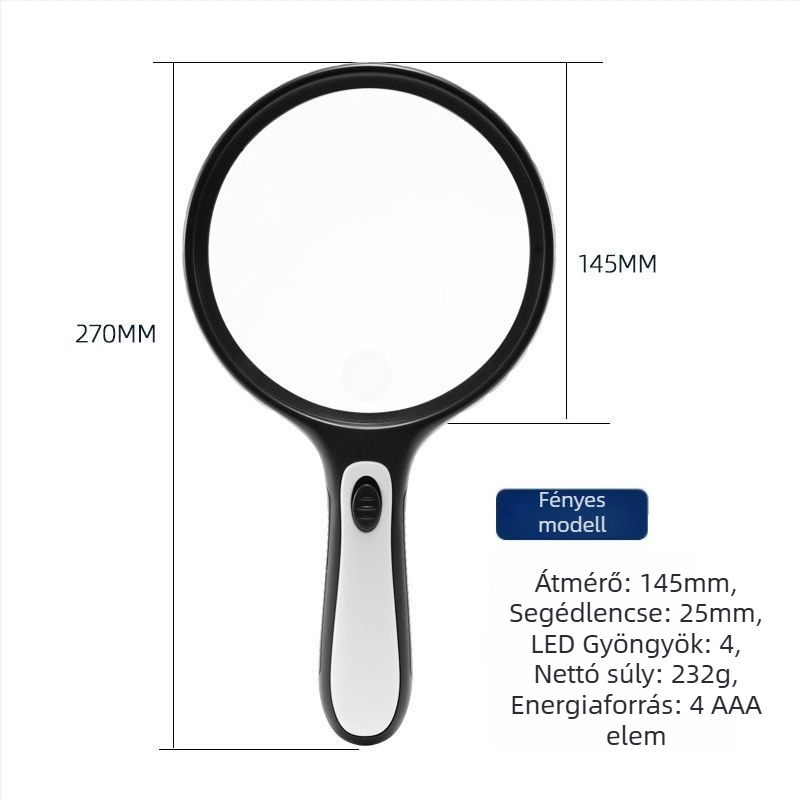 Aszferikus nagyító LED-del olvasáshoz, 20x nagyítás (Eredet: Bhután; Importált: Nem; Termékszám: Factory Direct Supply Customization Cross-Border; Márka: Egyéb)