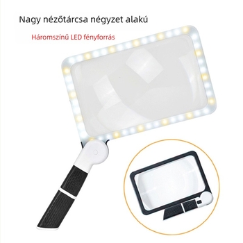 Négyszögletes kézi összecsukható nagyító LED-fénnyel és Fresnel-lencsével idősek olvasásához (Eredet: Zhejiang; Márka: Independence; Importált: Nem)