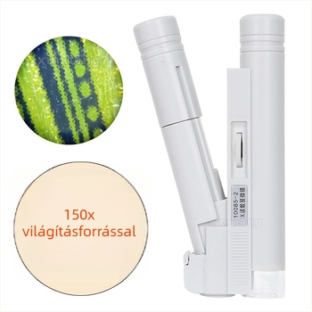 LED mikroszkóp-lupa 150x diákok számára, tantermi és kültéri tudományos kísérletekhez