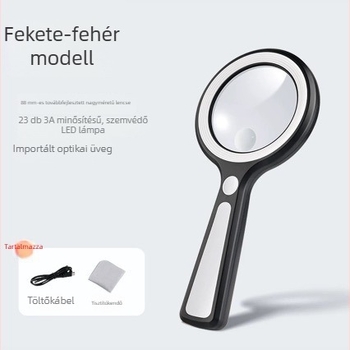 Extra nagy LED-nagyító, 23 LED-del, 4 fényerő-szinttel, érintéses vezérléssel, 10x nagyítás, presbyopia olvasáshoz, javításokhoz és értékeléshez