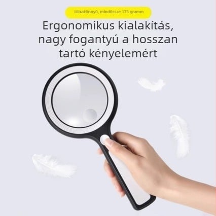 Extra nagy LED-nagyító, 23 LED-del, 4 fényerő-szinttel, érintéses vezérléssel, 10x nagyítás, presbyopia olvasáshoz, javításokhoz és értékeléshez