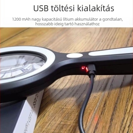 Extra nagy LED-nagyító, 23 LED-del, 4 fényerő-szinttel, érintéses vezérléssel, 10x nagyítás, presbyopia olvasáshoz, javításokhoz és értékeléshez