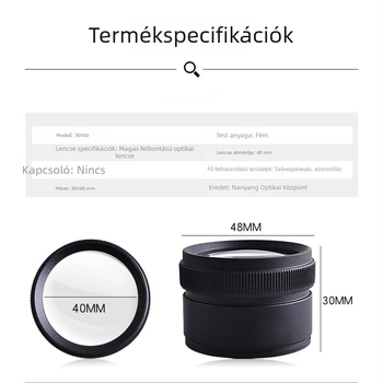 Kézi nagyító ékszerekhez, hengeres kialakítás, 30X optikai üveg, két készlet
