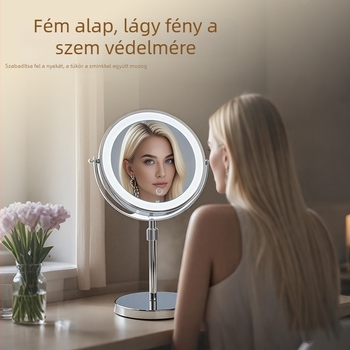 LED állítható nagyító sminktükör világítással, asztali, kétoldalas
