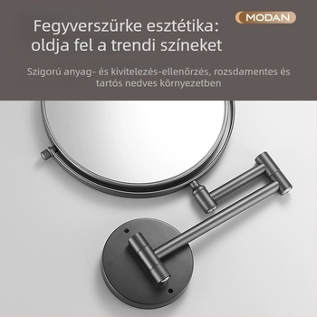 Fúrás nélkül falra szerelhető, összecsukható, nagyító tükrö a fürdőszobába, forgatható