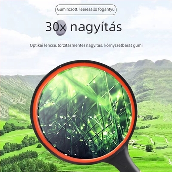 HD optikai lencsés kézi nagyító, szilikon fogantyúval, csúszásmentes, idős korban használható, 100/110