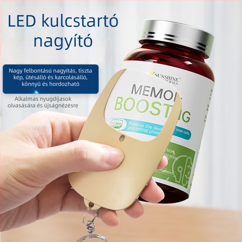 USB újratölthető LED nagyító, 5x nagyítás, kulcstartó, hordozható olvasó segédeszköz idős korosztály számára
