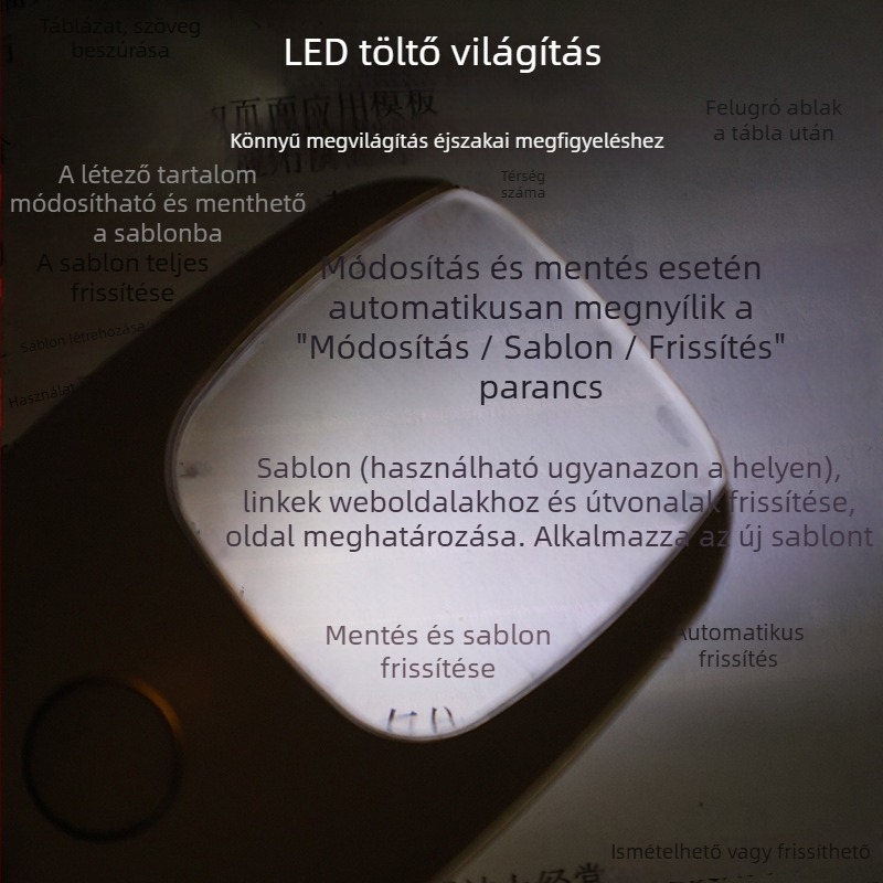 USB újratölthető LED nagyító, 5x nagyítás, kulcstartó, hordozható olvasó segédeszköz idős korosztály számára