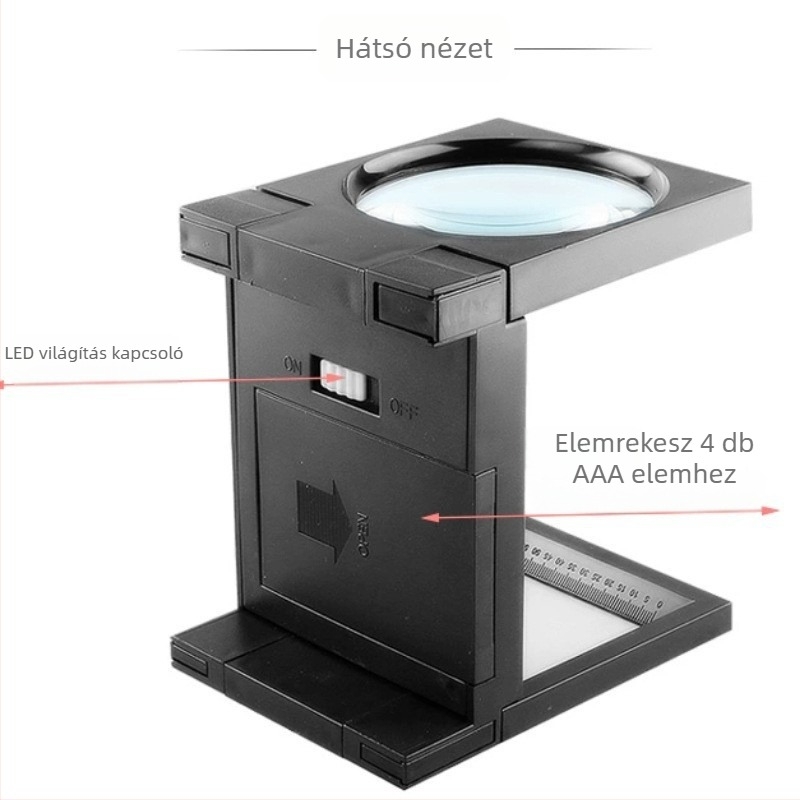 LED-es világítású összecsukható nagyító üveglencsével elektromos alkatrészek vizsgálatához