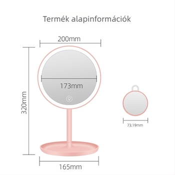 Minimalista LED sminktükör világítással, asztali tükör 5×-os nagyítással