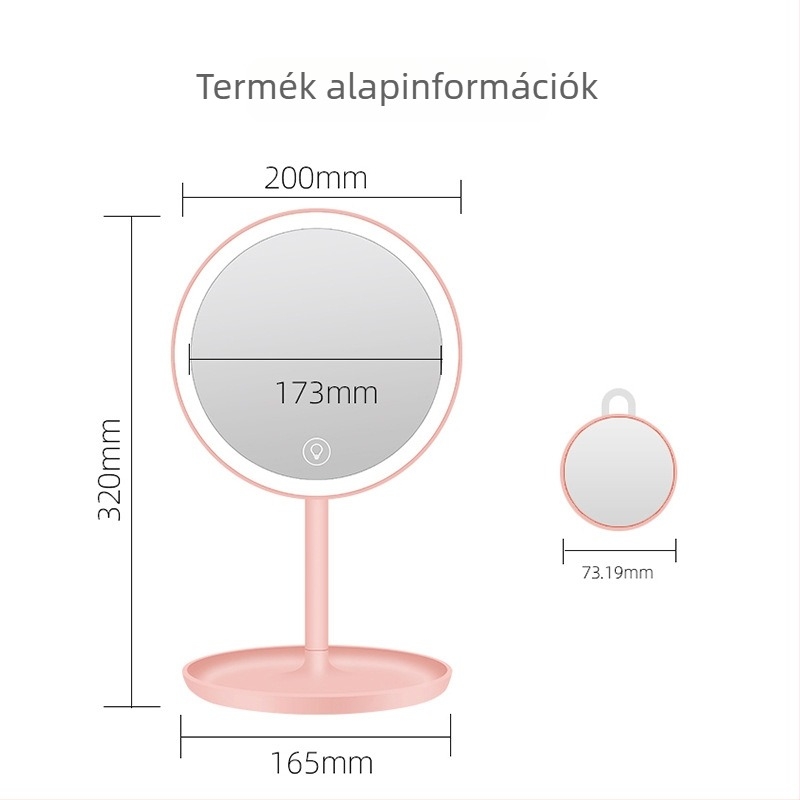 Minimalista LED sminktükör világítással, asztali tükör 5×-os nagyítással