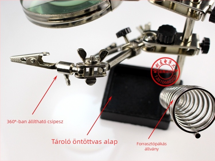 Íróasztali nagyító, 5x, 86 mm lencse, fémkeret, modell 268, ONLYOU