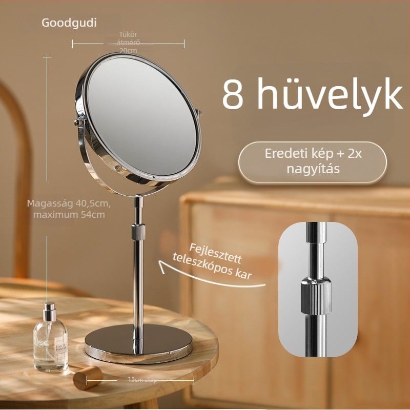 Kétoldalas asztali sminktükör fém kerettel - nem elektromos, ajándék