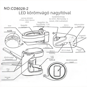 Chuda CD8028-2 Időseknek készült körömvágó nagyítóval és LED-fénnyel, körömreszelő