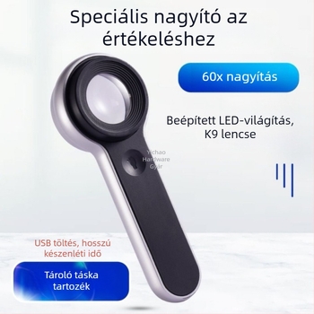USB-töltőre csatlakozó ékszer nagyító, 60× nagyítás az órák és antik érmék azonosításához
