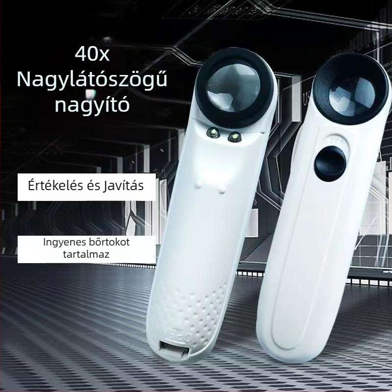 Kézi 40× nagyítású nagyító kettős LED világítással antik jade ékszerek és pecsétek azonosítására