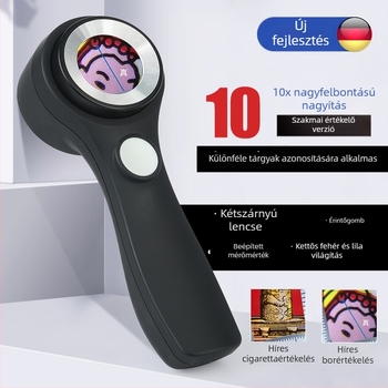 Ékszer, dohány és alkohol azonosítására szolgáló nagyító LED-fénnyel, érintéses fényerő-szabályozás, nagyítása, beépített skála, újratölthető kézi ellenőrző eszköz (Eredet: Wenzhou; Márka: Jinjing)