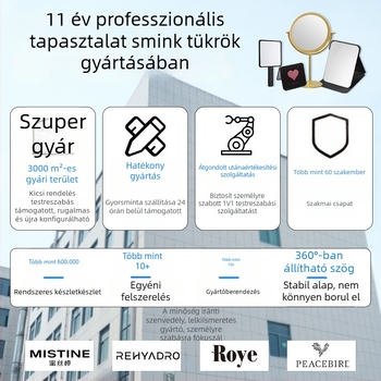 Asztali kétoldalas sminktükör, forgatható, nagyító, műanyag keret