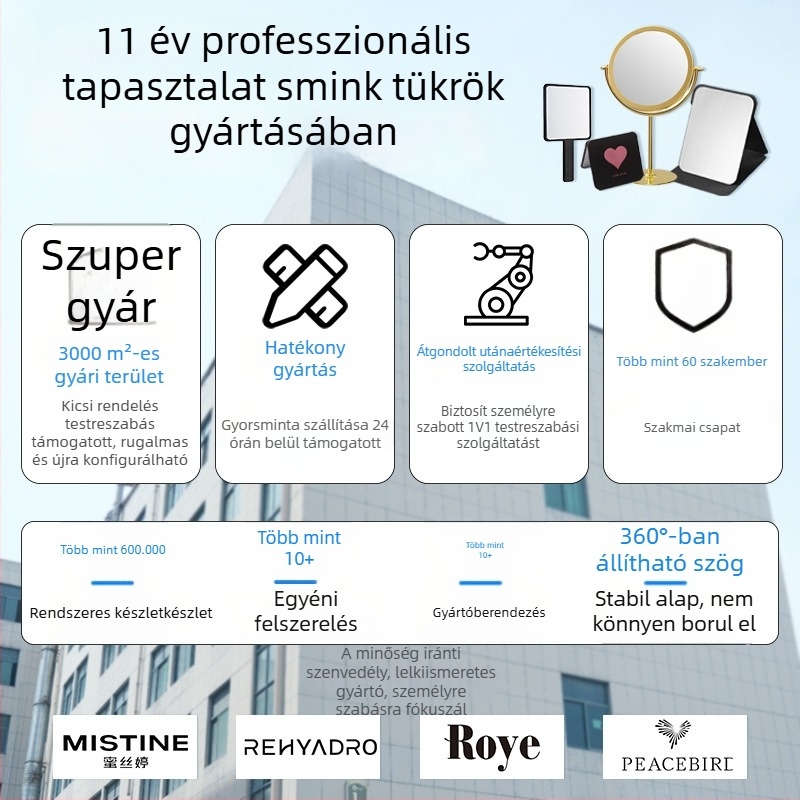 Asztali kétoldalas sminktükör, forgatható, nagyító, műanyag keret