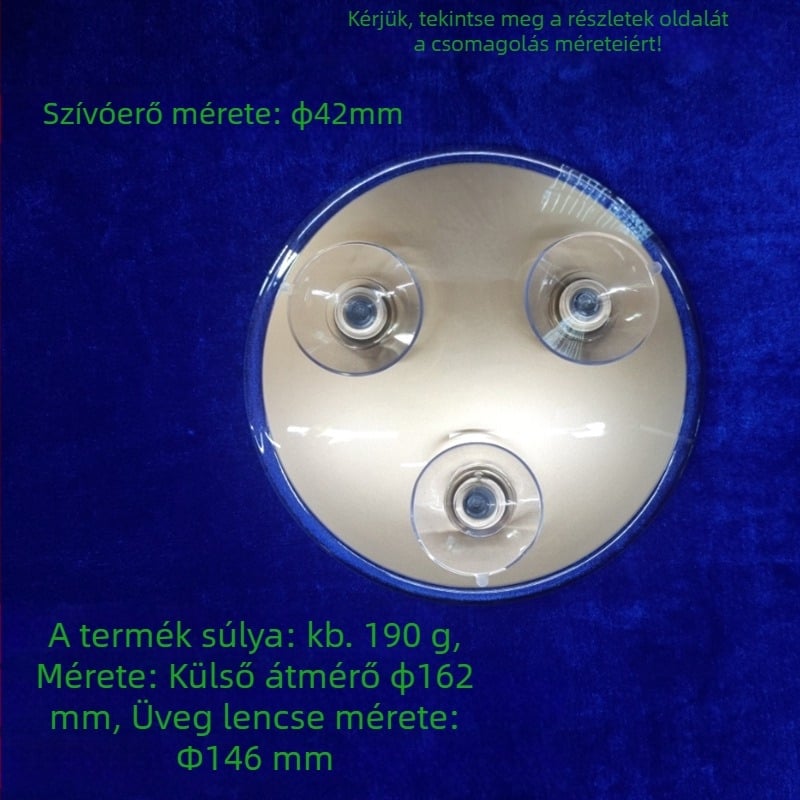 Sminktükör szívófejes rögzítéssel, 10x–30x nagyítás, akril keret, üveg lencse, fürdőszobai használatra