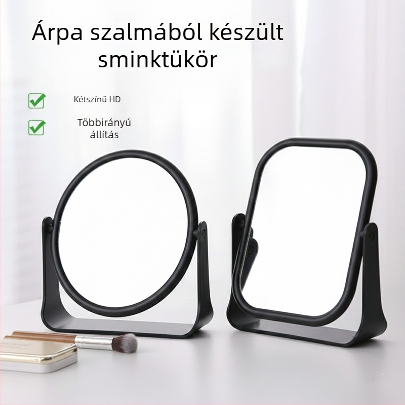Asztali dupla oldalú kozmetikai tükör, négyzet alakú, forgatható kialakítás, ABS keret