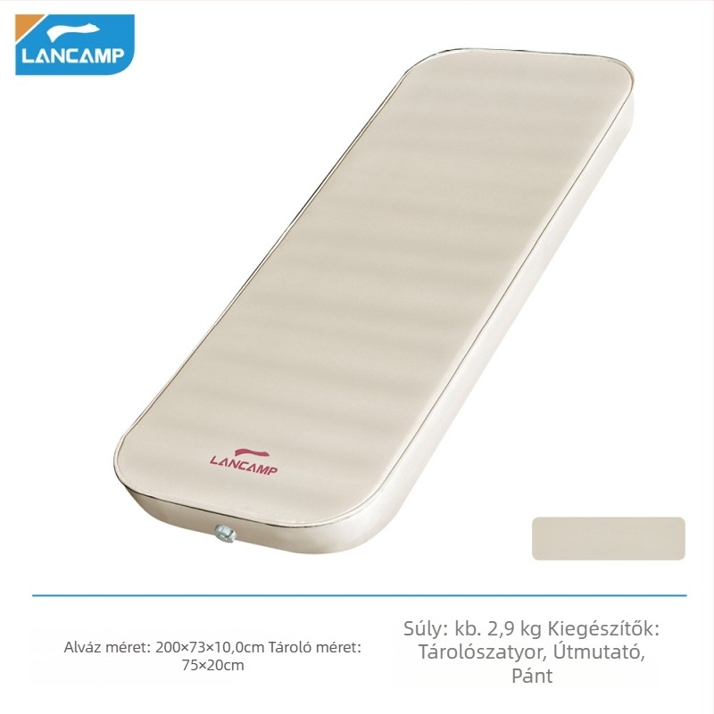 LANCAMP Automatikus felfújható kemping matrac, flanel felület, 4900 g, 2-4 személynek, csúszásmentes nedvességálló alátét