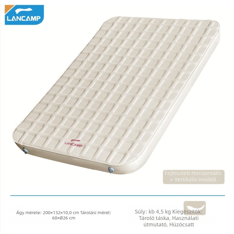 LANCAMP Automatikus felfújható kemping matrac, flanel felület, 4900 g, 2-4 személynek, csúszásmentes nedvességálló alátét