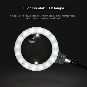 Kingston JSD-802 2,5× klipszes nagyító LED világítással és forrasztóállvánnyal