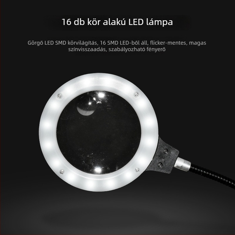 Kingston JSD-802 2,5× klipszes nagyító LED világítással és forrasztóállvánnyal