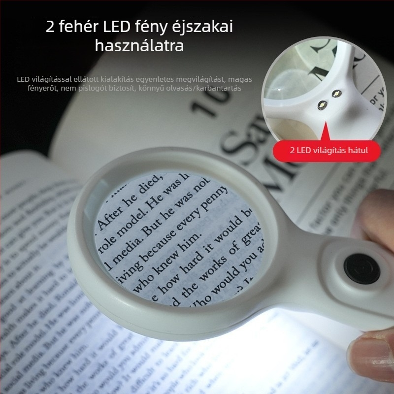 20x LED nagyító időseknek könyvek és újságok olvasásához