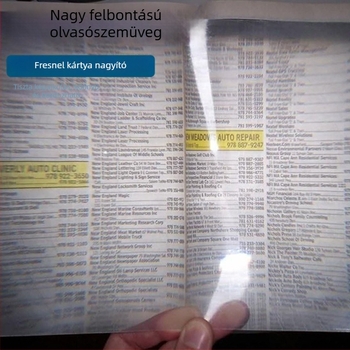 Ultra vékony olvasó nagyító, nagyméretű könyvjelző kártyával, 260×180 mm, 3× nagyítás