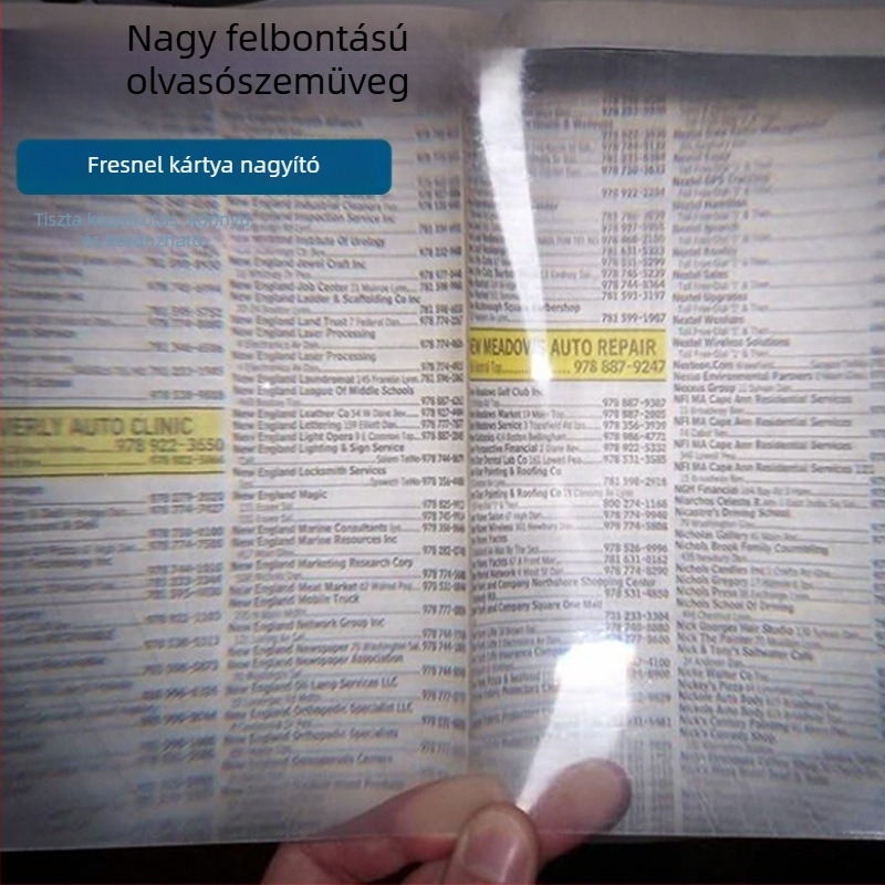 Ultra vékony olvasó nagyító, nagyméretű könyvjelző kártyával, 260×180 mm, 3× nagyítás