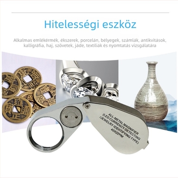 40X ékszerészeti nagyító LED-del és UV pénzdetektáló fénnyel, jade azonosító eszköz, Modell 9890