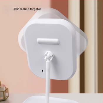 Asztali LED kozmetikai tükör érintéses vezérléssel, háromfokozat fényerő-szabályozás, tál alakú alap, négyzetes forma, újratölthető világítás