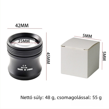 Chuda kézi hengeres nagyító, 10x nagyítás, 40 mm átmérő, műanyag