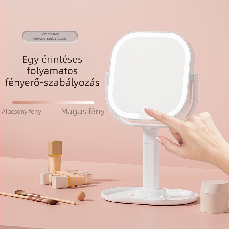 Asztali sminktükör, kétoldalas, forgatható és kihúzható, ABS keret, alumínium tükör